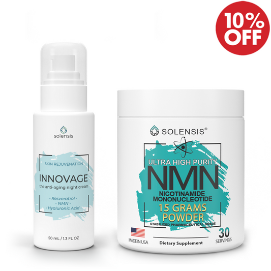 2-Pack NMN Powder + Innovage™ Night Cream — Advanced NAD⁺ Formula for Energy, Longevity & Youthful Skin