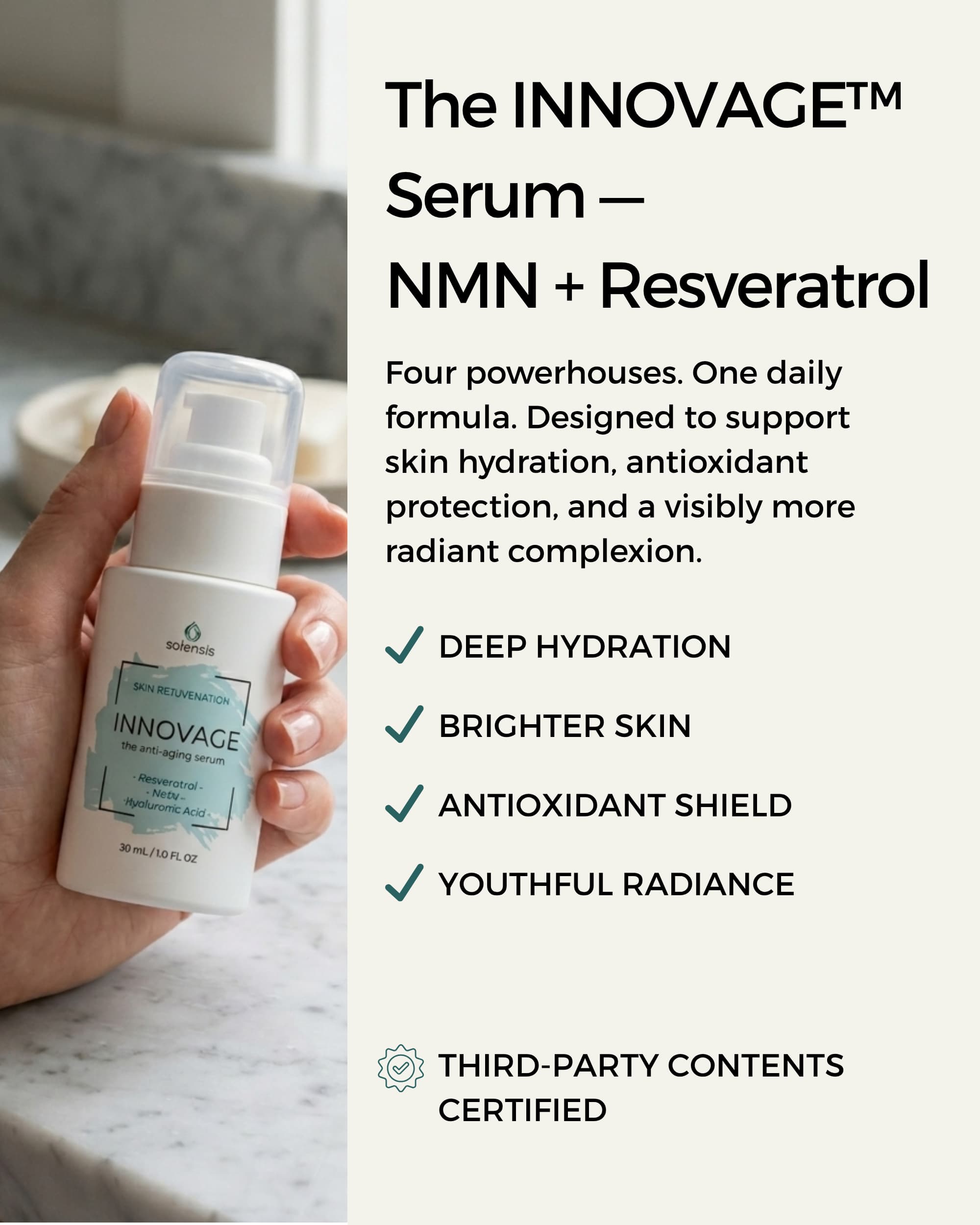 NMN Anti-Aging Serum — NAD+ Skin Rejuvenation Day & Night | Solensis