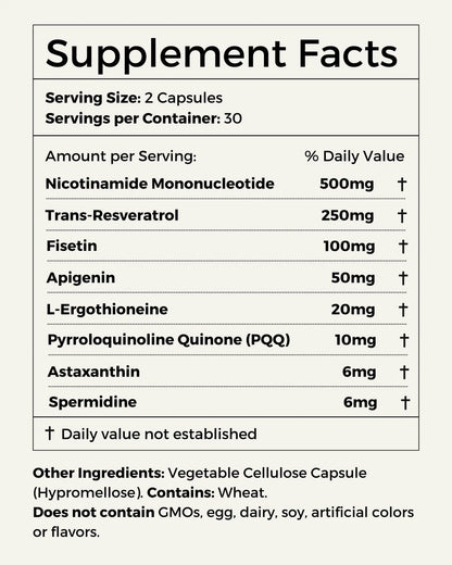 Supplement facts precision longevity